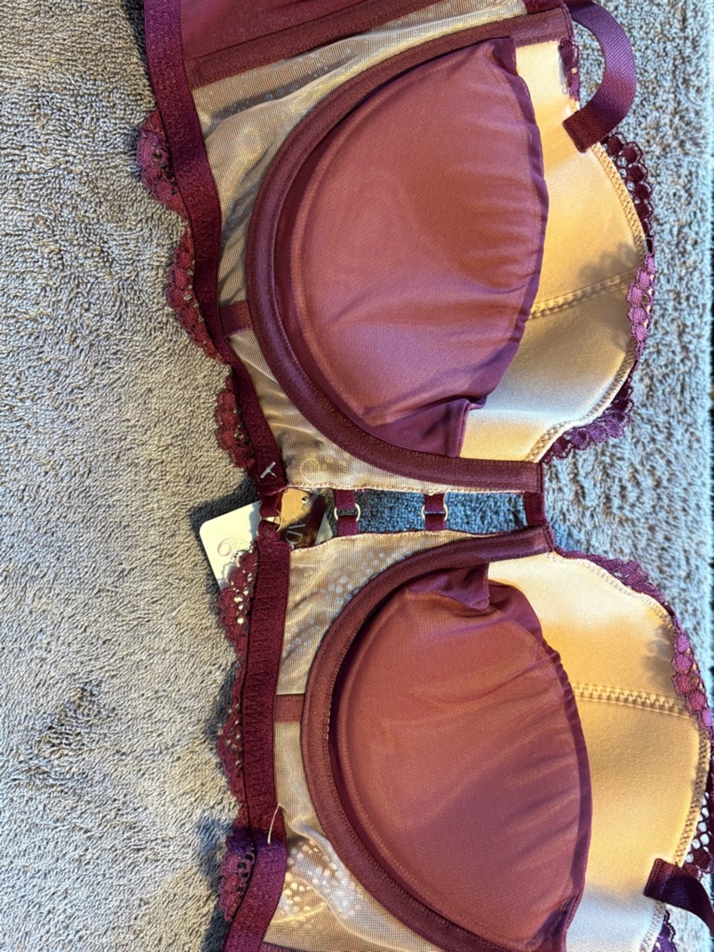 NEW Adore Me Margaritte Push Up Balconette Bra Grape Wine, Size 36DDD - Picture 6 of 6